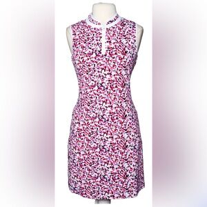 Swing Sleeveless Dress - Pink and White‎